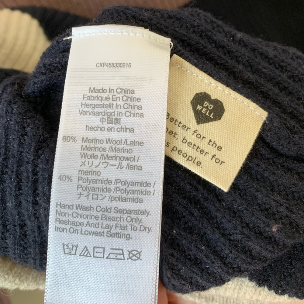 Madewell‎ Sweater Women’s Wool Blend Purple Color Block Half Zip Pullover Size S - Picture 12 of 14